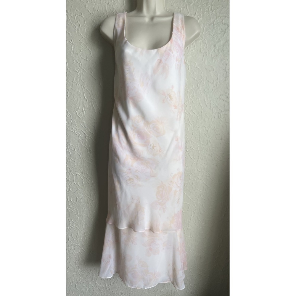 JBS Womens Maxi Dress Plus Sz 28W Floral Chiffon Pastel Layered Church Spring
